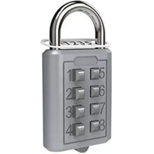 INF Cadenas à combinaison à boutons 8 chiffres en alliage de zinc, code préprogrammé 4 chiffres non réinitialisable, touches Argent - Publicité INF Cadenas à combinaison à boutons 8 chiffres en alliage de zinc, code préprogrammé 4 chiffres non réinitialisable, touches Argent - Publicité