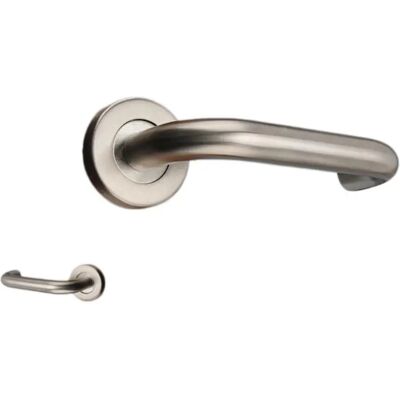 INF Poignées de porte courbes doubles en acier inoxydable - couvercle fendu, vis dissimulées, finition plaquée sous vide Argent - Publicité INF Poignées de porte courbes doubles en acier inoxydable - couvercle fendu, vis dissimulées, finition plaquée sous vide Argent - Publicité
