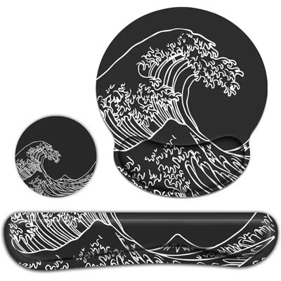 INF Set tapis de souris et repose-poignets en mousse à mémoire avec base en caoutchouc - Support ergonomique pour bureau et - Publicité INF Set tapis de souris et repose-poignets en mousse à mémoire avec base en caoutchouc - Support ergonomique pour bureau et - Publicité