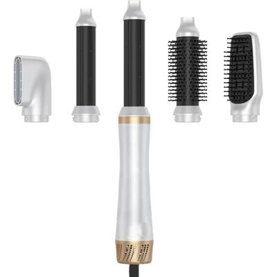 INF Brosse soufflante 5-en-1 blanche - Styler cheveux multi-fonctions avec coup de froid, 900w, 230v, Protection surchauffe - Publicité INF Brosse soufflante 5-en-1 blanche - Styler cheveux multi-fonctions avec coup de froid, 900w, 230v, Protection surchauffe - Publicité