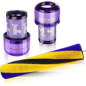 INF Kit de filtres et brosse de remplacement compatible avec Dyson V12 Detect Slim - ABS, coton filtrant et polyester,