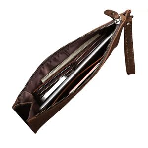 INF Pochette en cuir pour homme, sac à main en cuir de vachette vintage - Publicité INF Pochette en cuir pour homme, sac à main en cuir de vachette vintage - Publicité