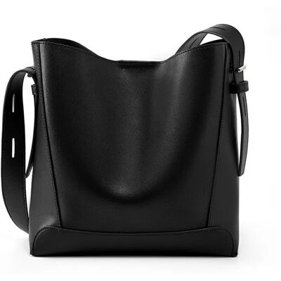 INF Sac seau en cuir véritable pour femme, sac à bandoulière Le noir - Publicité INF Sac seau en cuir véritable pour femme, sac à bandoulière Le noir - Publicité