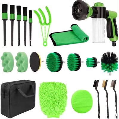 Ensemble de 21 pièces de brosses de nettoyage pour voiture - Outils de nettoyage auto - Publicité Ensemble de 21 pièces de brosses de nettoyage pour voiture - Outils de nettoyage auto - Publicité