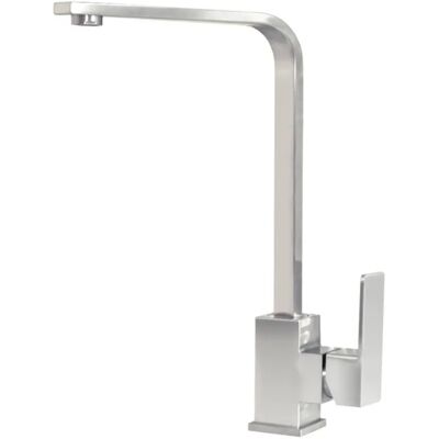 INF Robinet d'évier de cuisine en alliage de zinc, bec orientable à 360 degrés, mitigeur chaud et froid, finition argentée - Publicité INF Robinet d'évier de cuisine en alliage de zinc, bec orientable à 360 degrés, mitigeur chaud et froid, finition argentée - Publicité