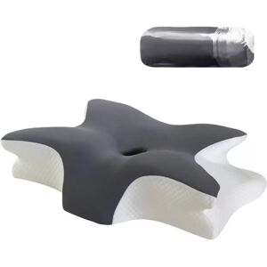INF Oreiller Papillon à Mémoire de Forme 60x40x13cm - Soutien Cervical Ergonomique pour un Sommeil Profond Gris foncé - Publicité INF Oreiller Papillon à Mémoire de Forme 60x40x13cm - Soutien Cervical Ergonomique pour un Sommeil Profond Gris foncé - Publicité