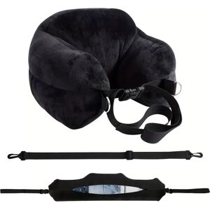 INF Oreiller de voyage réglable avec rangement - Coussin en mousse à mémoire en U avec sangle traversante pour voyage, bureau Le noir - Publicité INF Oreiller de voyage réglable avec rangement - Coussin en mousse à mémoire en U avec sangle traversante pour voyage, bureau Le noir - Publicité