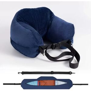 INF Oreiller de voyage réglable avec rangement - Coussin en mousse à mémoire en U avec sangle traversante pour voyage, bureau Bleu marine - Publicité INF Oreiller de voyage réglable avec rangement - Coussin en mousse à mémoire en U avec sangle traversante pour voyage, bureau Bleu marine - Publicité