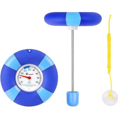 INF Thermomètre flottant pour piscine - Plastique et acier inoxydable, conception à échelle unique pour piscines, étangs et SPA Bleu - Publicité INF Thermomètre flottant pour piscine - Plastique et acier inoxydable, conception à échelle unique pour piscines, étangs et SPA Bleu - Publicité
