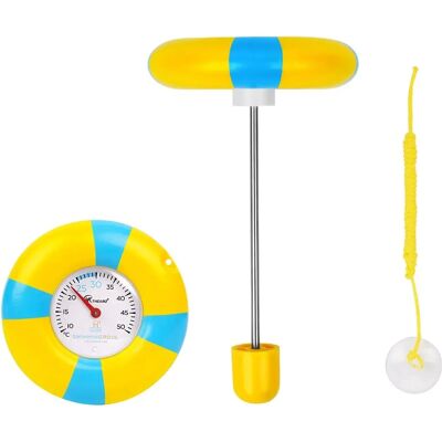 INF Thermomètre flottant pour piscine - Plastique et acier inoxydable, conception à échelle unique pour piscines, étangs et SPA Jaune - Publicité INF Thermomètre flottant pour piscine - Plastique et acier inoxydable, conception à échelle unique pour piscines, étangs et SPA Jaune - Publicité