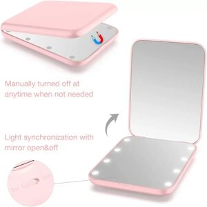 INF Miroir de Maquillage LED Portable avec Grossissement 3x et Lumière Annulaire Rose - Publicité INF Miroir de Maquillage LED Portable avec Grossissement 3x et Lumière Annulaire Rose - Publicité