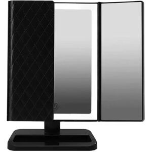 INF Miroir de maquillage LED à motif cuir, alimenté par USB/pile, miroir de courtoisie à trois volets Le noir - Publicité INF Miroir de maquillage LED à motif cuir, alimenté par USB/pile, miroir de courtoisie à trois volets Le noir - Publicité