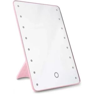 INF Miroir de maquillage LED avec support - Tactile, à intensité variable, 3 modes d'éclairage, 255x185mm Rose - Publicité INF Miroir de maquillage LED avec support - Tactile, à intensité variable, 3 modes d'éclairage, 255x185mm Rose - Publicité