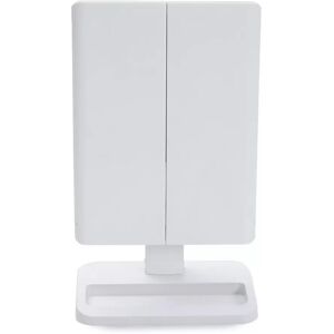 INF Miroir de maquillage LED à motif cuir, alimenté par USB/pile, miroir de courtoisie à trois volets Blanc - Publicité INF Miroir de maquillage LED à motif cuir, alimenté par USB/pile, miroir de courtoisie à trois volets Blanc - Publicité