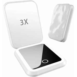 INF Miroir de maquillage LED rechargeable avec grossissement 3x - Miroir de courtoisie portable Blanc - Publicité INF Miroir de maquillage LED rechargeable avec grossissement 3x - Miroir de courtoisie portable Blanc - Publicité