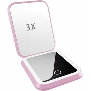 INF Miroir de maquillage LED rechargeable avec grossissement 3x - Miroir de courtoisie portable Rose - Publicité INF Miroir de maquillage LED rechargeable avec grossissement 3x - Miroir de courtoisie portable Rose - Publicité