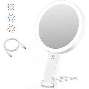 INF Miroir de Maquillage LED avec Support Rond Ours - Grossissement 10x, Rechargeable Blanc - Publicité INF Miroir de Maquillage LED avec Support Rond Ours - Grossissement 10x, Rechargeable Blanc - Publicité