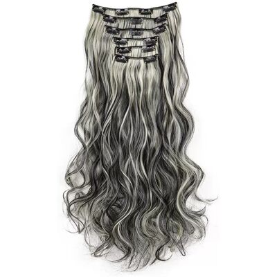 INF Extensions de Cheveux Bouclés 16 Clips 6 Pièces Gris - Publicité INF Extensions de Cheveux Bouclés 16 Clips 6 Pièces Gris - Publicité