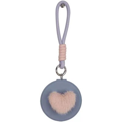 INF Miroir de poche avec pompon - Lavande violet avec pompon en forme de cœur, double face et pliable - Publicité INF Miroir de poche avec pompon - Lavande violet avec pompon en forme de cœur, double face et pliable - Publicité