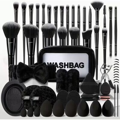 INF Ensemble de 25 pinceaux de maquillage avec éponges, bol de nettoyage et sac - Kit complet de pinceaux pour le visage et les - Publicité INF Ensemble de 25 pinceaux de maquillage avec éponges, bol de nettoyage et sac - Kit complet de pinceaux pour le visage et les - Publicité