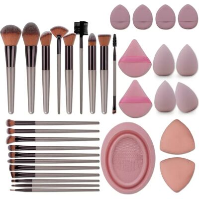 INF Ensemble de 20 pinceaux de maquillage avec bol de nettoyage, 8 houppettes et 4 éponges de beauté - Kit d'outils cosmétiques - Publicité INF Ensemble de 20 pinceaux de maquillage avec bol de nettoyage, 8 houppettes et 4 éponges de beauté - Kit d'outils cosmétiques - Publicité