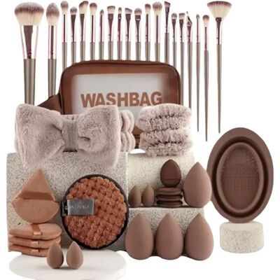 INF Ensemble de 42 pinceaux de maquillage - Collection complète de pinceaux cosmétiques Marron - Publicité INF Ensemble de 42 pinceaux de maquillage - Collection complète de pinceaux cosmétiques Marron - Publicité