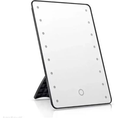INF Miroir de maquillage LED avec support - Tactile, à intensité variable, 3 modes d'éclairage, 255x185mm Le noir - Publicité INF Miroir de maquillage LED avec support - Tactile, à intensité variable, 3 modes d'éclairage, 255x185mm Le noir - Publicité