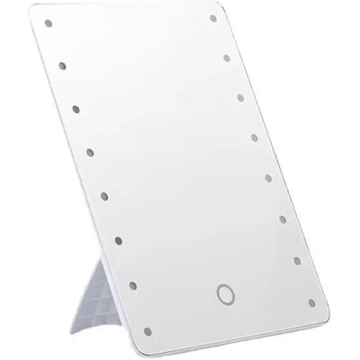 INF Miroir de maquillage LED avec support - Tactile, à intensité variable, 3 modes d'éclairage, 255x185mm Blanc - Publicité INF Miroir de maquillage LED avec support - Tactile, à intensité variable, 3 modes d'éclairage, 255x185mm Blanc - Publicité