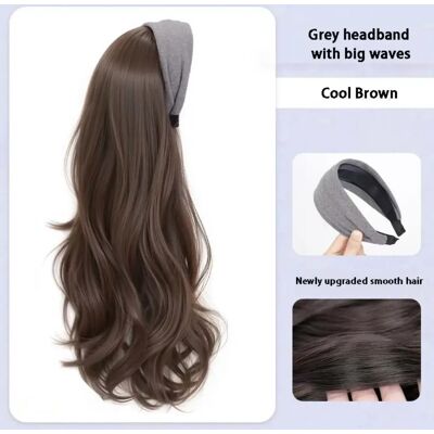 INF Perruque Bandeau Cheveux Synthétiques Couronne Haute - Grandes Ondes Brun Froid - Publicité INF Perruque Bandeau Cheveux Synthétiques Couronne Haute - Grandes Ondes Brun Froid - Publicité