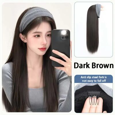 INF Perruque Bandeau Volume Couronne Haute Cheveux Longs Lisses - Couleur Thé Noir - Publicité INF Perruque Bandeau Volume Couronne Haute Cheveux Longs Lisses - Couleur Thé Noir - Publicité