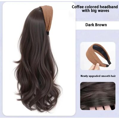 INF Perruque Bandeau - Extensions de Cheveux Longs Ondulés avec Bandeau Attaché Marron foncé - Publicité INF Perruque Bandeau - Extensions de Cheveux Longs Ondulés avec Bandeau Attaché Marron foncé - Publicité