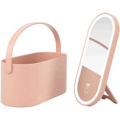 INF Boîte à maquillage portable LED avec miroir argent HD, éclairage tactile réglable, grand organisateur, support rotatif, rose - Publicité INF Boîte à maquillage portable LED avec miroir argent HD, éclairage tactile réglable, grand organisateur, support rotatif, rose - Publicité
