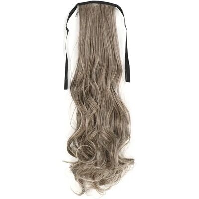 INF Extension de queue de cheval ondulée brun-gris - Fibre haute température, 55cm - Publicité INF Extension de queue de cheval ondulée brun-gris - Fibre haute température, 55cm - Publicité
