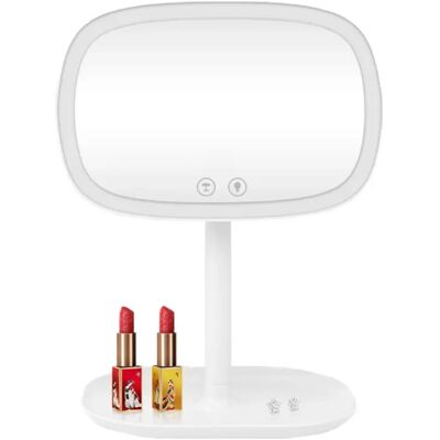 INF Miroir de maquillage rechargeable à poser avec LED, dimmable tactile, grossissement 10X amovible, inclinaison 18° et - Publicité INF Miroir de maquillage rechargeable à poser avec LED, dimmable tactile, grossissement 10X amovible, inclinaison 18° et - Publicité