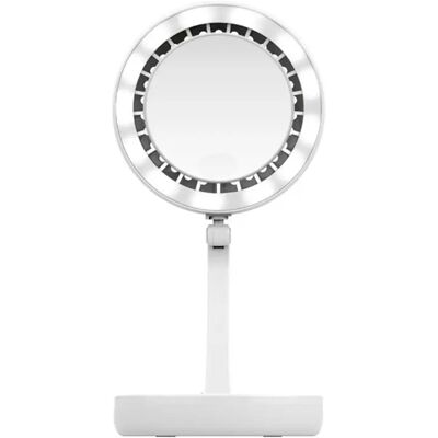 INF Miroir de maquillage LED pliable avec ventilateur – Miroir de coiffeuse portable rechargeable USB, éclairage haute IRC, - Publicité INF Miroir de maquillage LED pliable avec ventilateur – Miroir de coiffeuse portable rechargeable USB, éclairage haute IRC, - Publicité