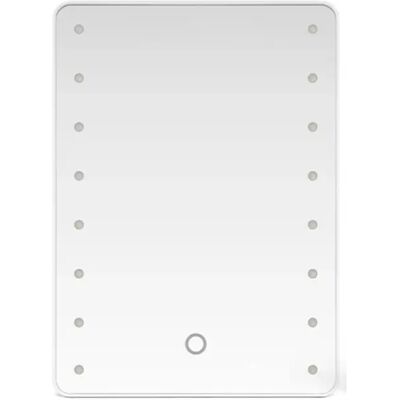 INF Miroir de maquillage lumineux 22 LED à contrôle tactile, 3 températures réglables, support pliable 180°, alimenté par piles - Publicité INF Miroir de maquillage lumineux 22 LED à contrôle tactile, 3 températures réglables, support pliable 180°, alimenté par piles - Publicité