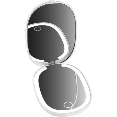 INF Miroir de maquillage pliable double-face LED rechargeable 3x avec anneau lumineux 3 couleurs dimmable, portable blanc - Publicité INF Miroir de maquillage pliable double-face LED rechargeable 3x avec anneau lumineux 3 couleurs dimmable, portable blanc - Publicité