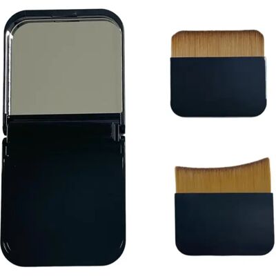 INF Étui miroir portable avec pinceaux fond de teint plat et queue de poisson – Fermeture magnétique, pinceaux en nylon Le noir - Publicité INF Étui miroir portable avec pinceaux fond de teint plat et queue de poisson – Fermeture magnétique, pinceaux en nylon Le noir - Publicité