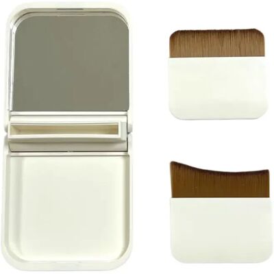 INF Étui miroir portable avec pinceaux fond de teint plat et queue de poisson – Fermeture magnétique, pinceaux en nylon Blanc - Publicité INF Étui miroir portable avec pinceaux fond de teint plat et queue de poisson – Fermeture magnétique, pinceaux en nylon Blanc - Publicité