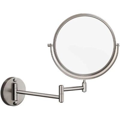 INF Miroir de maquillage mural pliable double face avec grossissement 3x, bras extensible en alliage d'aluminium pivotant 360° Argent - Publicité INF Miroir de maquillage mural pliable double face avec grossissement 3x, bras extensible en alliage d'aluminium pivotant 360° Argent - Publicité