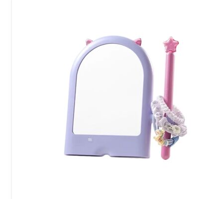 INF Miroir de maquillage de table avec rangement pour élastiques - miroir bureau réglable haute définition, socle stable, Violet - Publicité INF Miroir de maquillage de table avec rangement pour élastiques - miroir bureau réglable haute définition, socle stable, Violet - Publicité