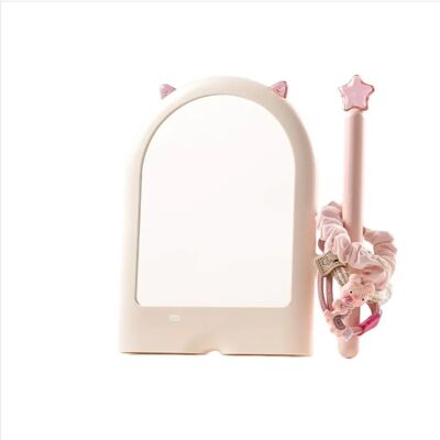 INF Miroir de maquillage de table avec rangement pour élastiques - miroir bureau réglable haute définition, socle stable, Rose - Publicité INF Miroir de maquillage de table avec rangement pour élastiques - miroir bureau réglable haute définition, socle stable, Rose - Publicité
