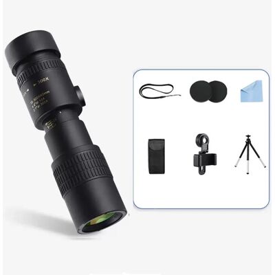 INF Télescope monoculaire zoom 10-40x avec clip pour téléphone et trépied - Haute puissance, verre optique - Publicité INF Télescope monoculaire zoom 10-40x avec clip pour téléphone et trépied - Haute puissance, verre optique - Publicité