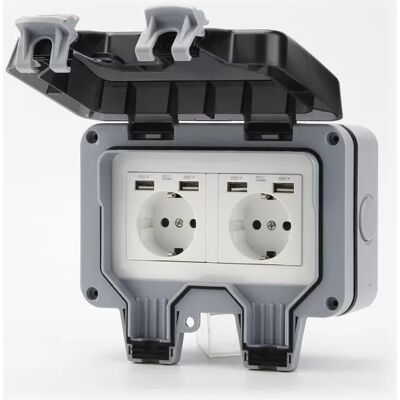 Prise étanche INF avec USB - Extérieur IP66 - Publicité Prise étanche INF avec USB - Extérieur IP66 - Publicité