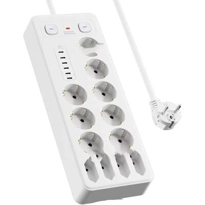 INF Multiprise Européenne avec USB & Type-C, Protection Contre Les Surcharges Blanc - Publicité INF Multiprise Européenne avec USB & Type-C, Protection Contre Les Surcharges Blanc - Publicité
