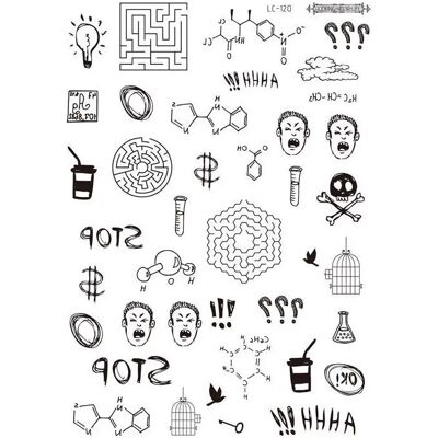 INF Tatouage temporaire LC-120 compatible avec Ma Long (Noir, 5pcs) Labyrinthe, symbole, produit chimique - Publicité INF Tatouage temporaire LC-120 compatible avec Ma Long (Noir, 5pcs) Labyrinthe, symbole, produit chimique - Publicité