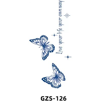 INF Tatouage temporaire floral - Motif aquarelle bleu - Publicité INF Tatouage temporaire floral - Motif aquarelle bleu - Publicité