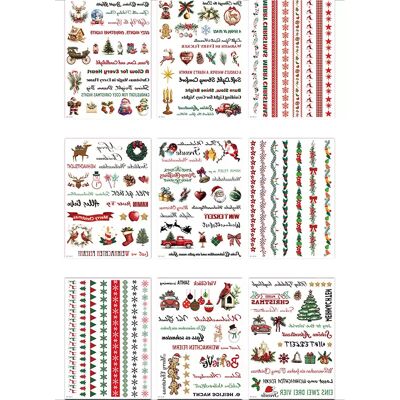 INF Autocollants de Tatouage Festifs de Noël avec Bougies - Ensemble de 9 Feuilles - Publicité INF Autocollants de Tatouage Festifs de Noël avec Bougies - Ensemble de 9 Feuilles - Publicité