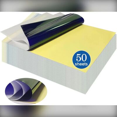 INF Papier de transfert pour pochoir de tatouage A4, 50 feuilles, quatre couches, usage manuel ou machine - Publicité INF Papier de transfert pour pochoir de tatouage A4, 50 feuilles, quatre couches, usage manuel ou machine - Publicité