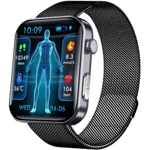 INF Montre connectée : mesure la fréquence cardiaque, la pression artérielle, l'oxygène dans le sang et le nombre de pas Bracelet milanais noir - Publicité INF Montre connectée : mesure la fréquence cardiaque, la pression artérielle, l'oxygène dans le sang et le nombre de pas Bracelet milanais noir - Publicité